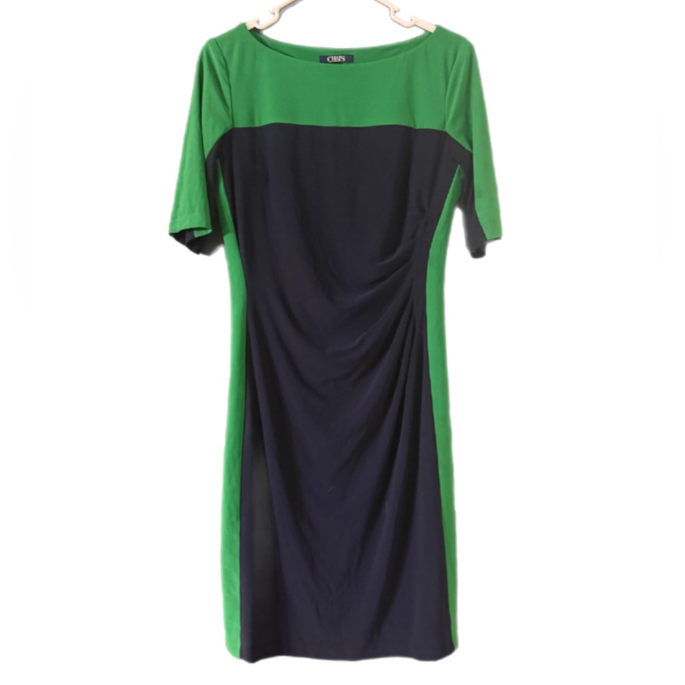 Chaps Green and Blue Colorblock Dress Medium